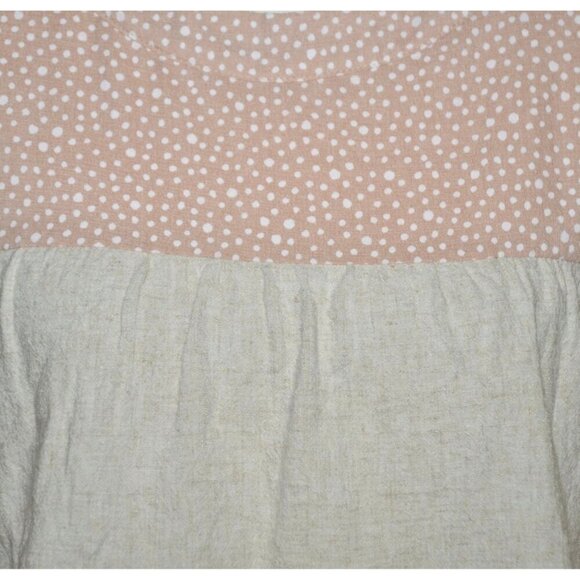 Entro Beige & Pink Cap Sleeve Tiered Blouse Top Size S Striped Polka Dots Cute - Picture 4 of 13